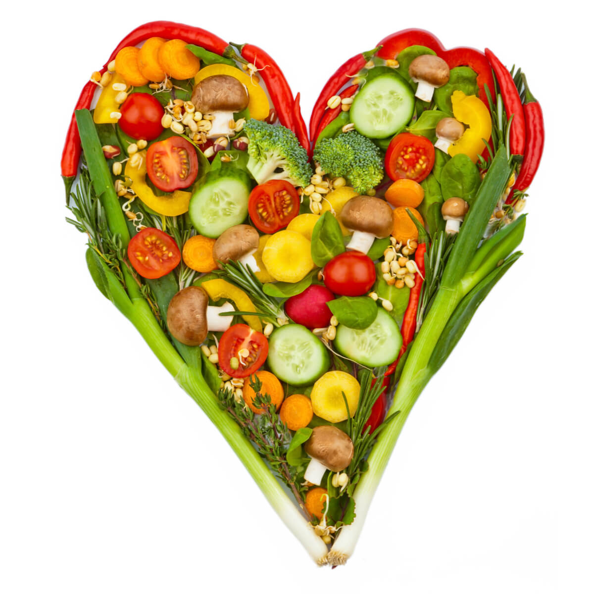 zdrava hrana poređana u obliku srca