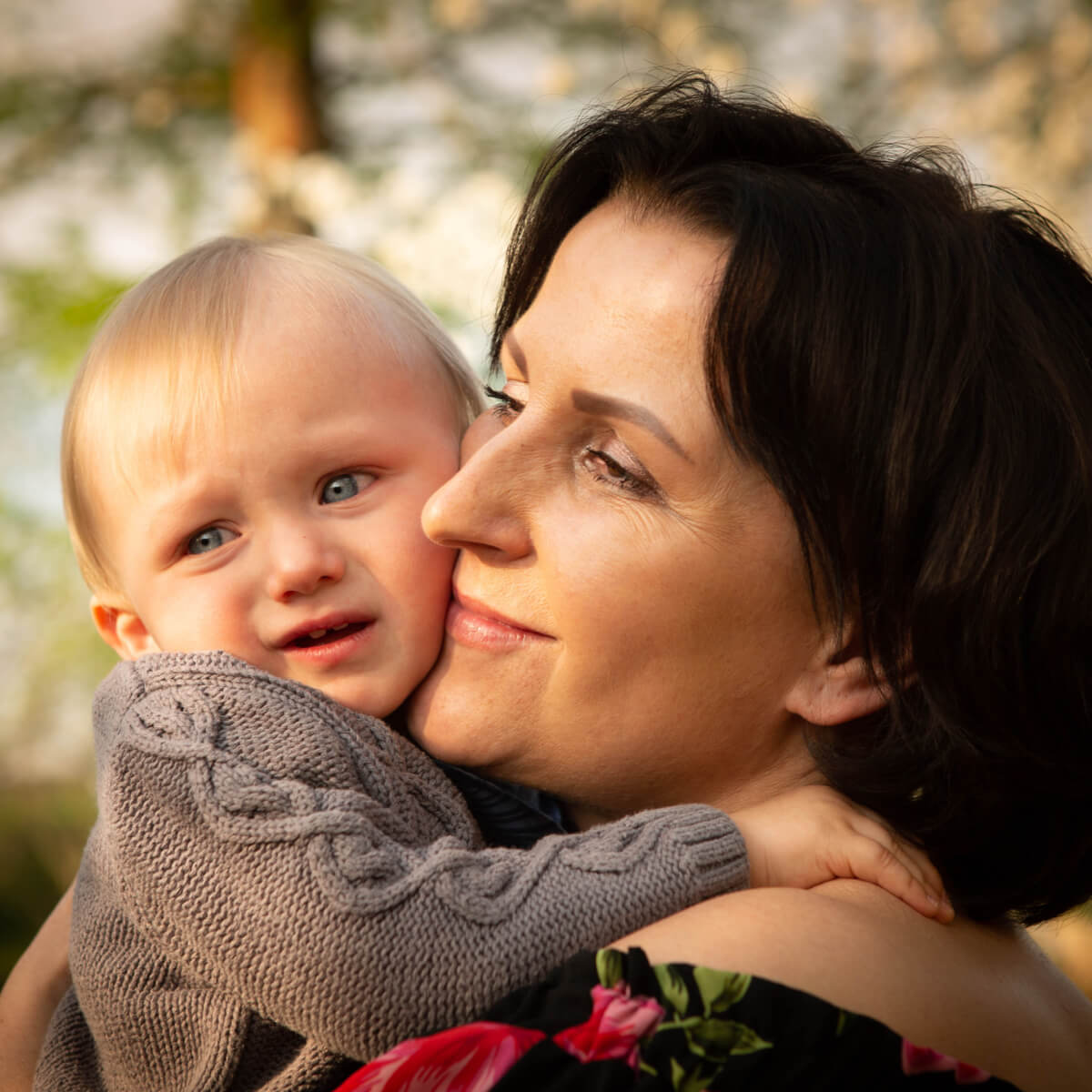 A mature mother with a baby