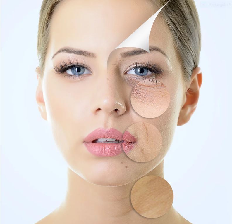 A woman and presentation of skin ageing