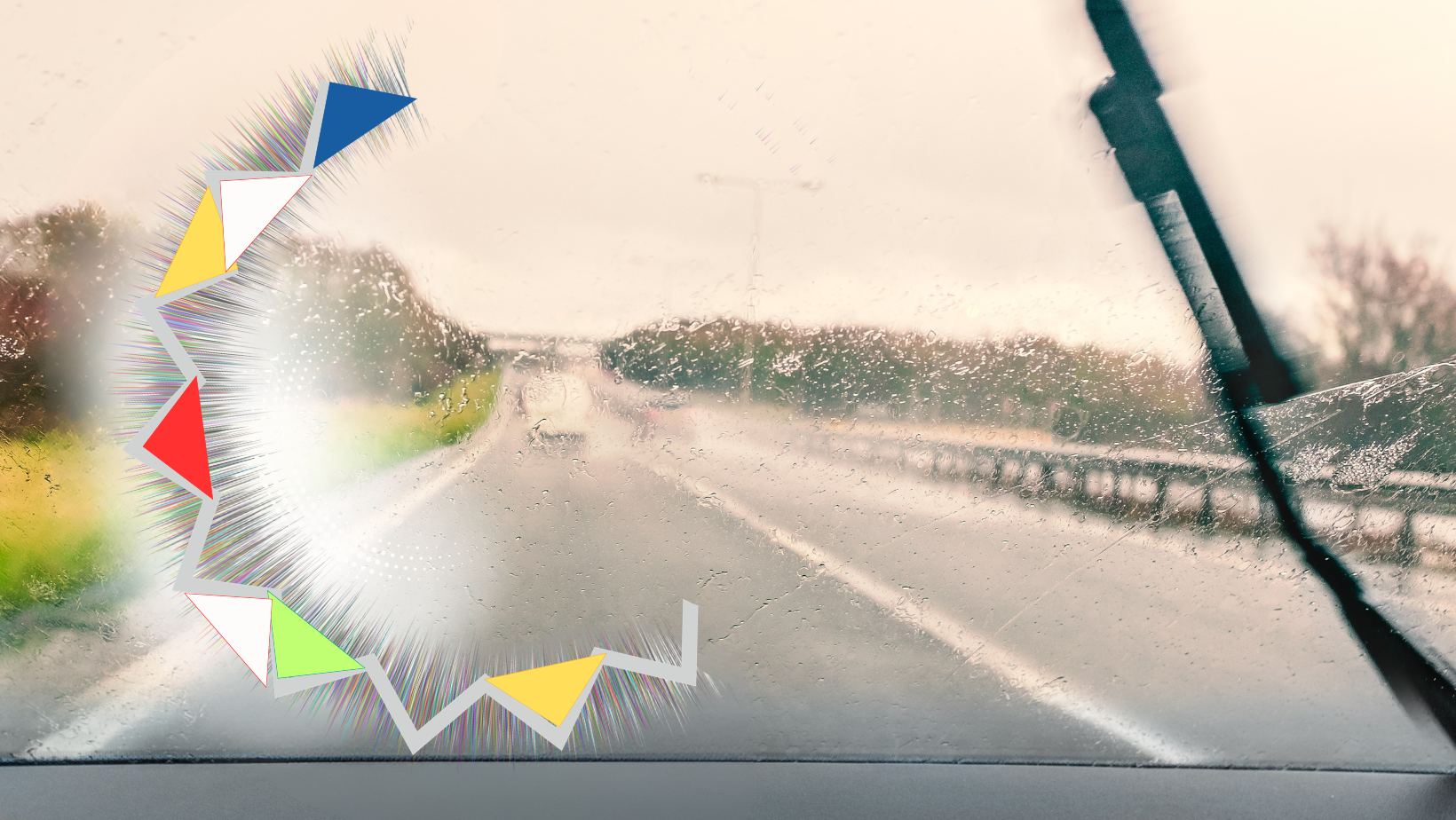 Slikovni prikaz scintilirajućeg skotoma u vidnom polju prilikom vožnje automobila