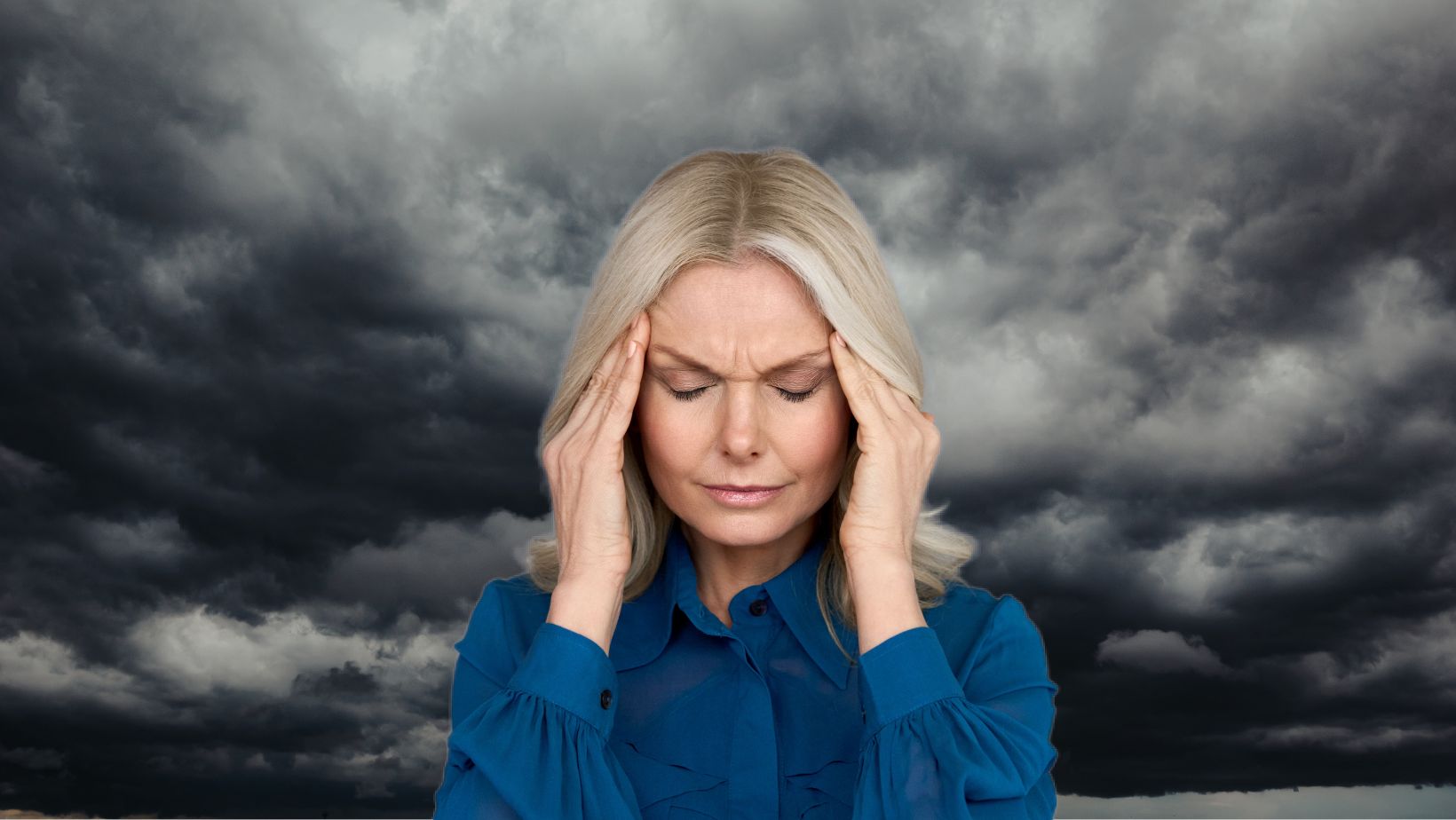 Teški oblaci i žena koja pati od meteoropatije